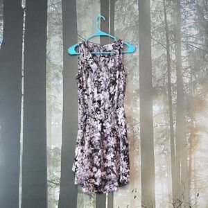 White House Black Market Purple and Black Patterned Blouse